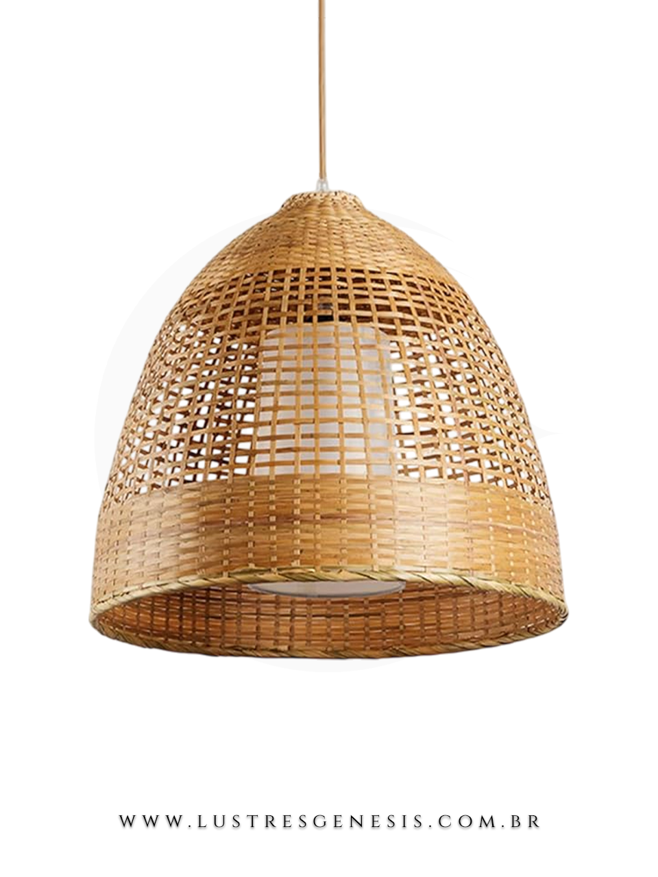 Pendente rústico de bambu modelo Trace Ø35cm, ideal para mesas, balcão de cozinha, área gourmet e sítio